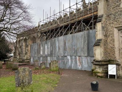 Access Scaffold For Stone Work Repairs St Mary’s, Hitchin